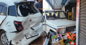 Irrigation dept SUV hits car, crashes into bakery in suspected drunk driving case in Kasaragod | Kerala News | ACTPnews