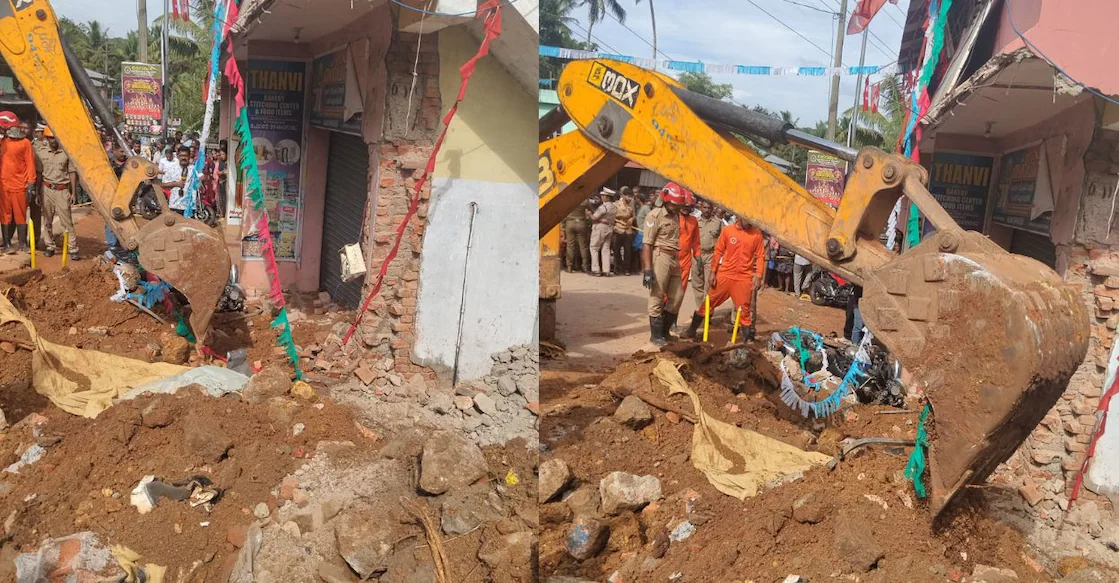 An earth-mover was used to clear the debris. Photo: Special Arrangement