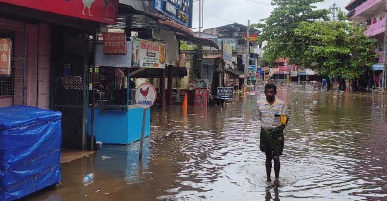 Ranni town flooded in heavy showers. Photo: Special arrangement