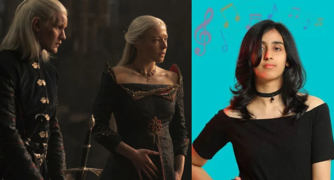 Combo image of a scene from George R R Martin’s A Song of Ice and Fire (L) and Keziah Thomas