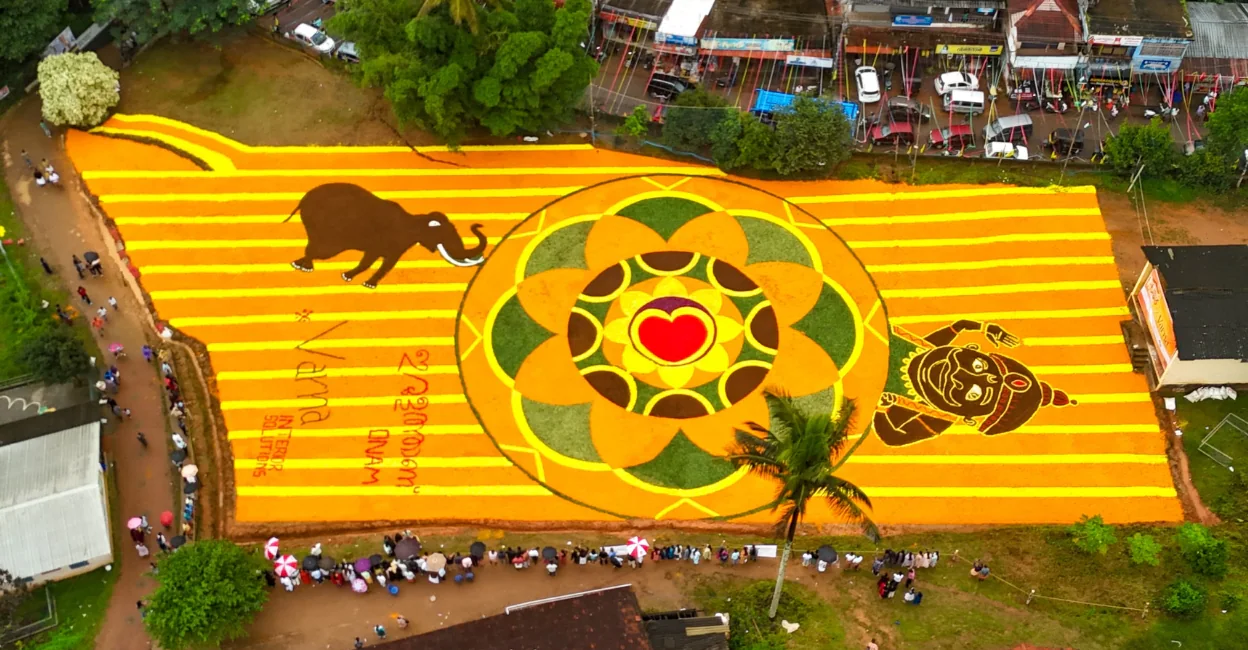 Wayanad village honours beloved wild elephant Maniyan with an Onam pookkalam